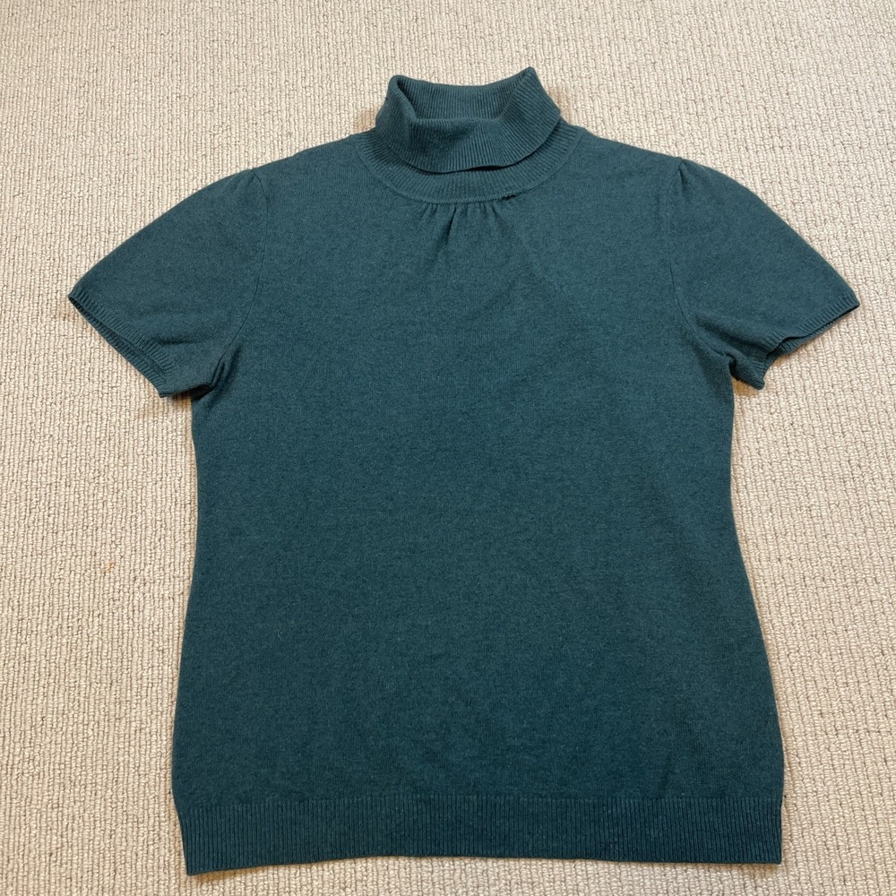 Banana Republic Women's Large 100% Cashmere Short Sleeve Turtleneck Sweater Y2K